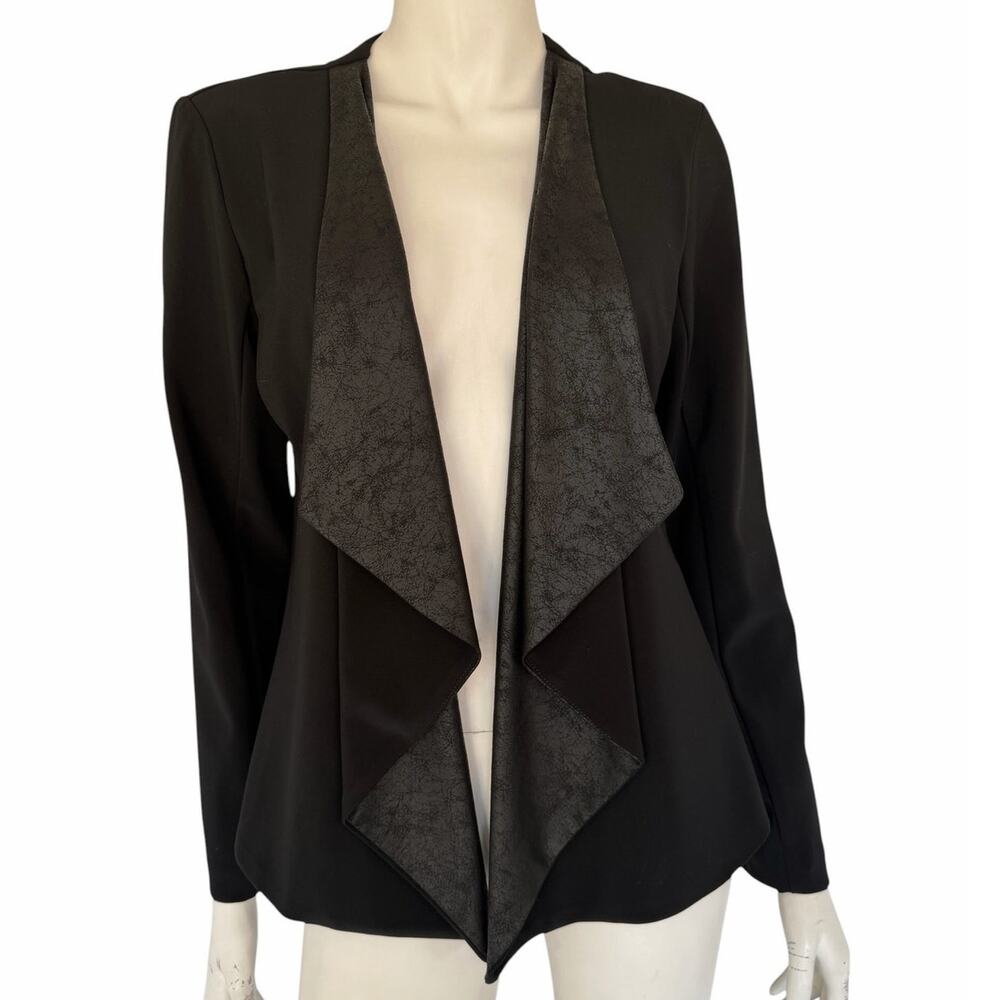 Joseph Ribkoff NWT Open Front Draped Contrast Waterfall jacket Black sz 10
